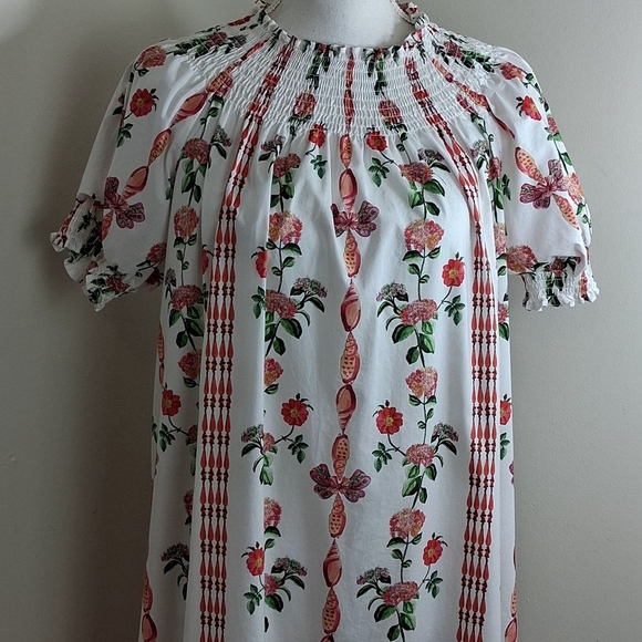 Hill House The Caroline Nap Dress Red Shell Vine Cotton  Size X- Small - Picture 2 of 11